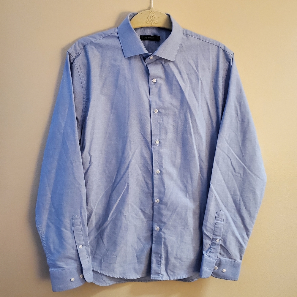 J.B. Britches Men's Blue Button Down Dress Shirt Size 15 1/5, 32-33 Cotton Blend